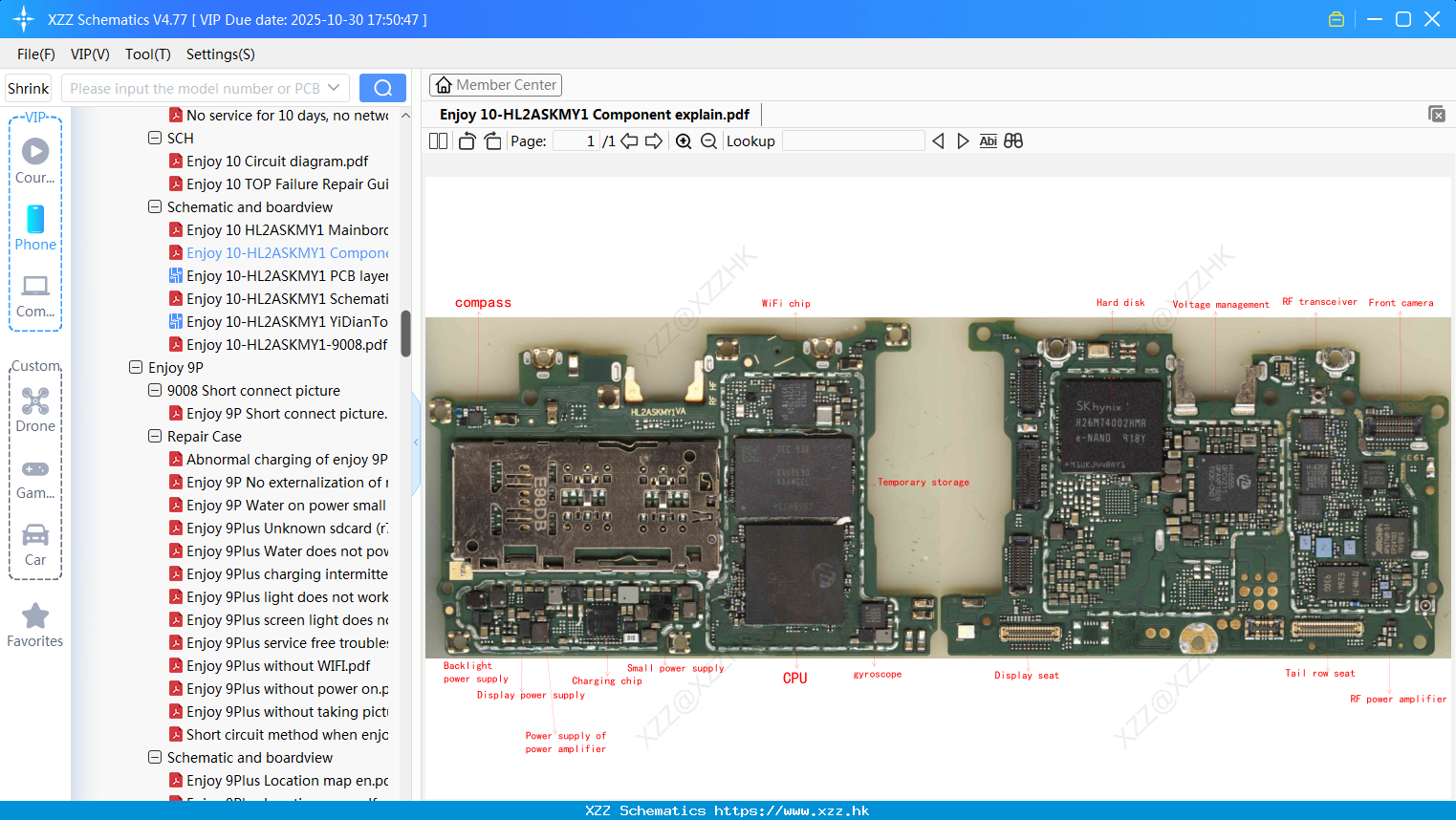 Huawei Enjoy 10-HL2ASKMY1 Component Explain